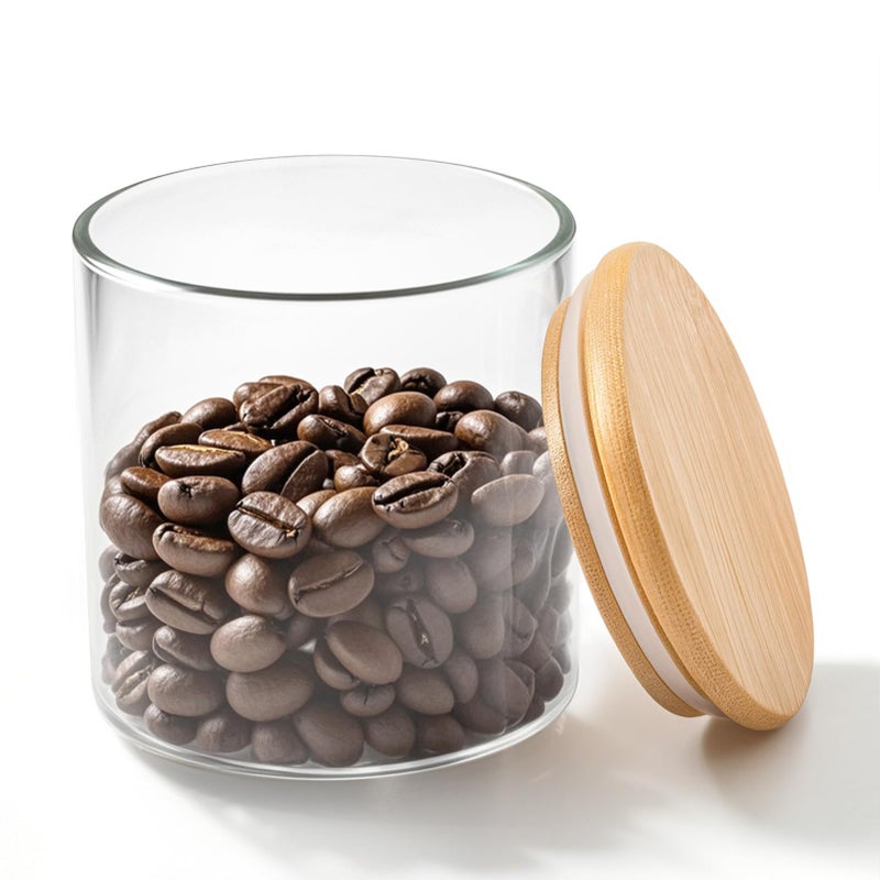 77L 18 Oz/550 ML Glass Jar with Lid, Clear Thickened Version Glass Storage Containers with Sealed Bamboo Lid, For Coffee, Sugar, Spices, Tea, Beans, Candy, Cookie - Image 1