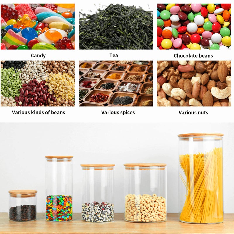 77L 18 Oz/550 ML Glass Jar with Lid, Clear Thickened Version Glass Storage Containers with Sealed Bamboo Lid, For Coffee, Sugar, Spices, Tea, Beans, Candy, Cookie - Image 5