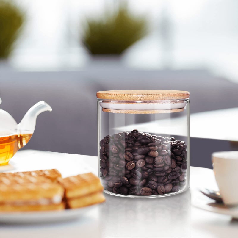 77L 18 Oz/550 ML Glass Jar with Lid, Clear Thickened Version Glass Storage Containers with Sealed Bamboo Lid, For Coffee, Sugar, Spices, Tea, Beans, Candy, Cookie - Image 4