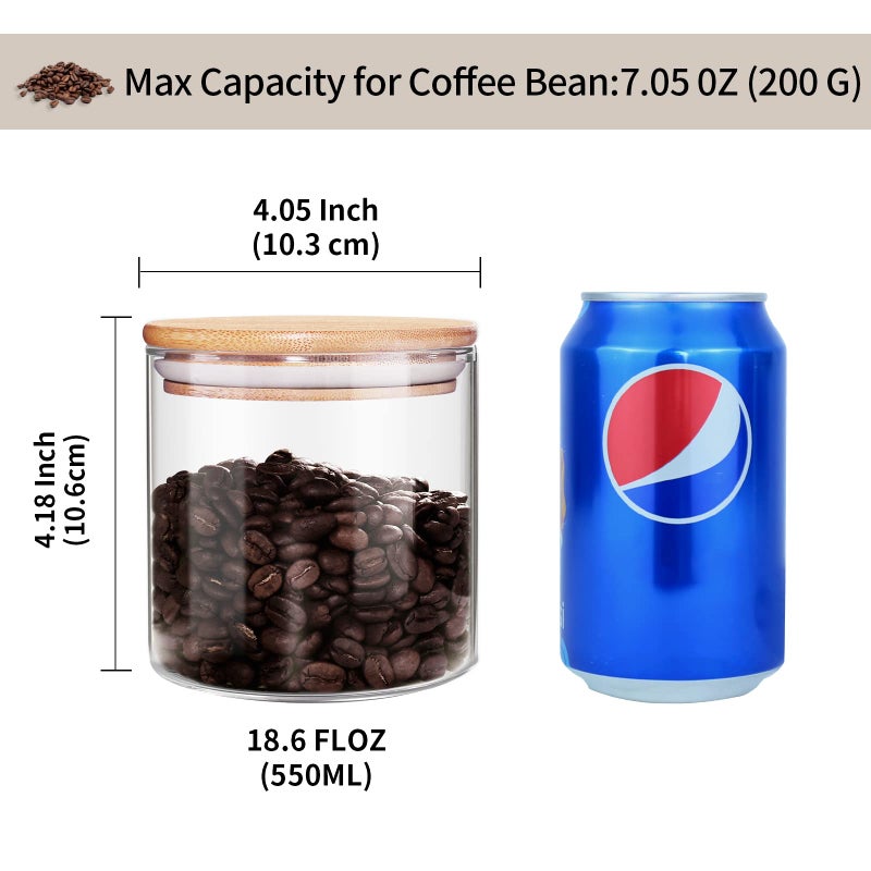 77L 18 Oz/550 ML Glass Jar with Lid, Clear Thickened Version Glass Storage Containers with Sealed Bamboo Lid, For Coffee, Sugar, Spices, Tea, Beans, Candy, Cookie - Image 3