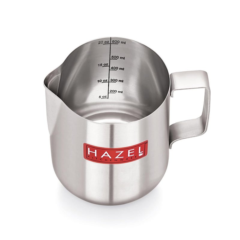 Hazel HAZEL Stainless Steel Tea Coffee Milk Frothing Pitcher Serving Pot with Handle Spill Proof Pouring 600 ML 800 ML Set of 2  - Image 5