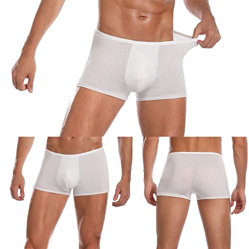 STARLY Mens Disposable Cotton Underwear Travel Boxers Briefs Portable Shorts White Color 5PK (Large) - Image 1