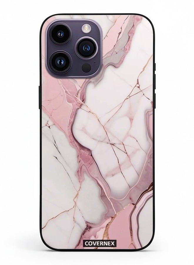 Covernex غطاء حماية لجهاز آبل آيفون 14 برو ماكس مزخرف بتصميم رخام الورد الكوارتز - Image 2