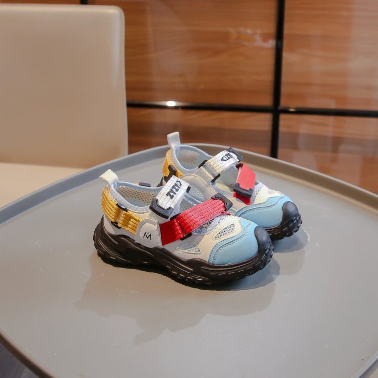 Children'S Shoes Frame Sandals 2025 Mesh Hollow Breathable Sneaker Korean Style Boys And Girls Shoes - Image 1