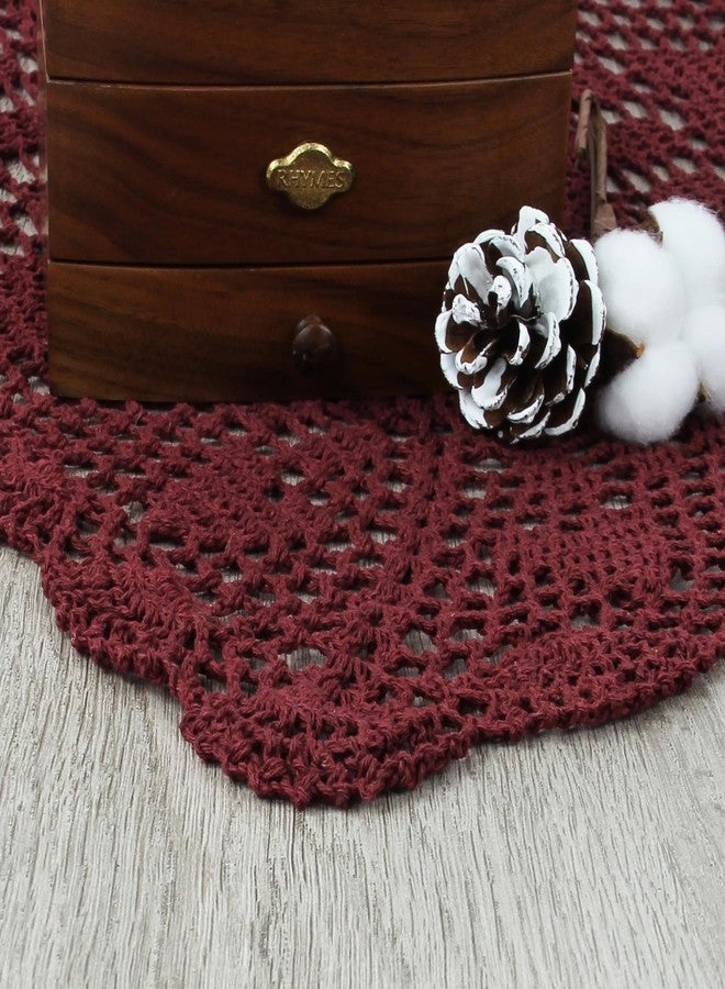 kilofly Handmade Crochet Lace Rectangular Table Runner 15 x 36 Inch, Red - Image 5