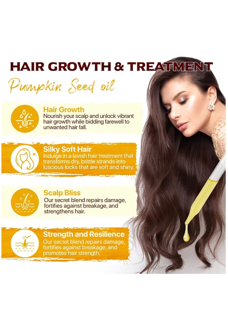 60ml Pumpkin Seed Essential Oil for Skin and Hair Growth Organic 100% Pure RAW Cold Pressed Pumpkin Seed Oil for Anti Aging Wrinkle Massage Oil Hair and Scalp Care Vitamin E Oil for Skin and hair