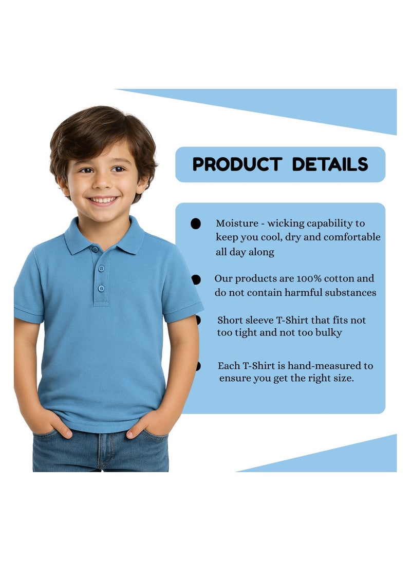 برينت شوب فور مي تيشيرت بولو للأطفال للأولاد 230 جرام في المتر المربع من القطن الخالص الألوان الأساسية - Image 3