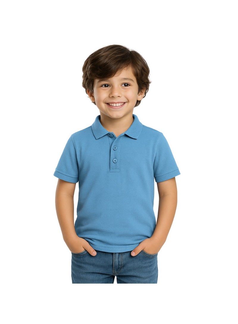 برينت شوب فور مي تيشيرت بولو للأطفال للأولاد 230 جرام في المتر المربع من القطن الخالص الألوان الأساسية - Image 1