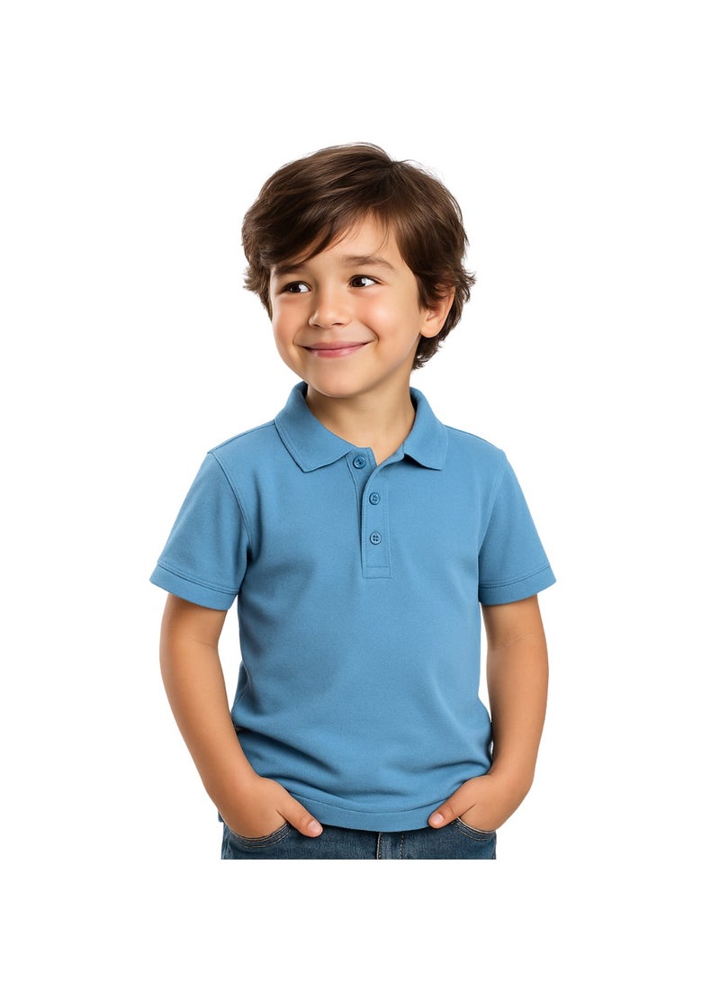 برينت شوب فور مي تيشيرت بولو للأطفال للأولاد 230 جرام في المتر المربع من القطن الخالص الألوان الأساسية - Image 2