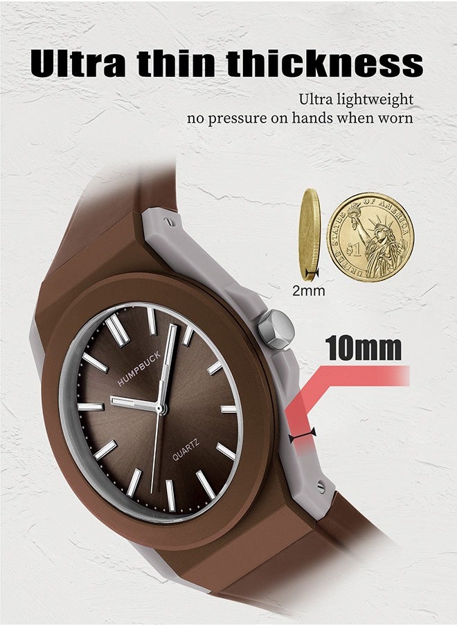 HUMPBUCK - Ultra-thin Plastic Watch Fashion Casual Quartz Silicone Strap Light Wristwatch Waterproof Sport Gifts for Men & Women - Image 1