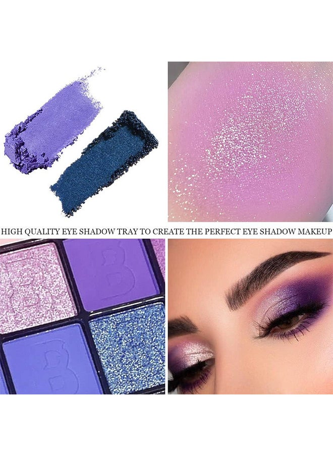 MISS - 16 Colors Shimmer Matte Eyeshadow Palette, Waterproof Colorpop Navy Blue Eyeshadow Purple Eye shadow Paleta Series, Matt Powder Pressed Eye Pallet, Highly Pigmented Shiny Glitter Eyeshadow Makeup - Image 1