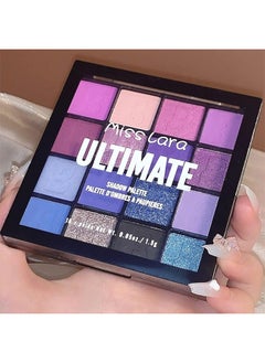 MISS 16 Colors Shimmer Matte Eyeshadow Palette, Waterproof Colorpop Navy Blue Eyeshadow Purple Eye shadow Paleta Series, Matt Powder Pressed Eye Pallet, Highly Pigmented Shiny Glitter Eyeshadow Makeup  - Image 3