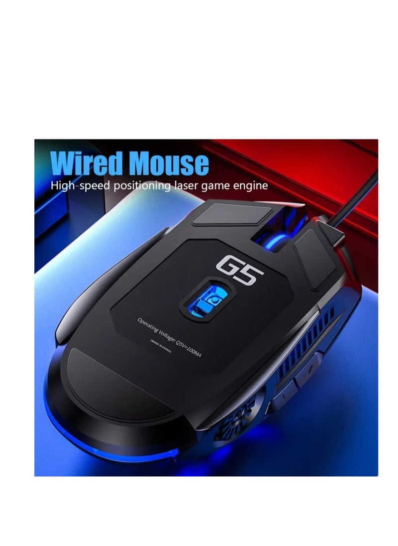 Gaming - Adjustable DPI Optical Wired Gaming Mouse fo 6D key layout  with RGB light , 6 Programmable Buttons with Macro-recording Gaming Mice with Fire Button PC Gamers for Windows 7/8/10/XP Vista Linux, Black - Image 1