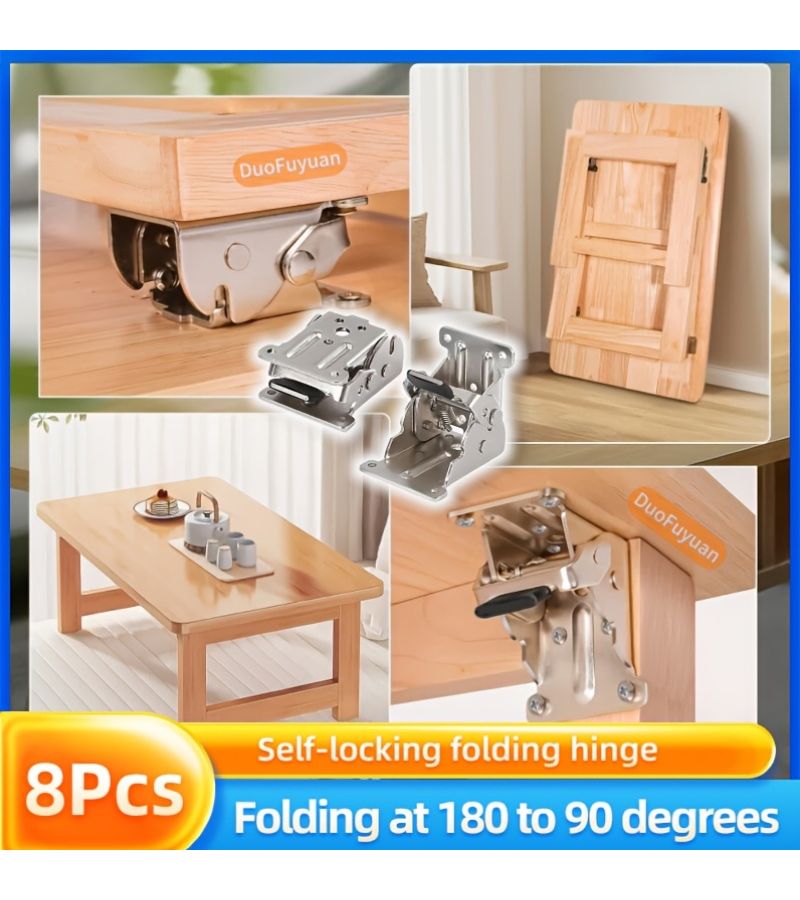 Silvery Self Locking Hinge 90 180 Degree For Folding Tables And Chairs 8pcs - Image 4