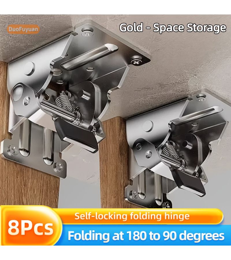 Silvery Self Locking Hinge 90 180 Degree For Folding Tables And Chairs 8pcs - Image 1