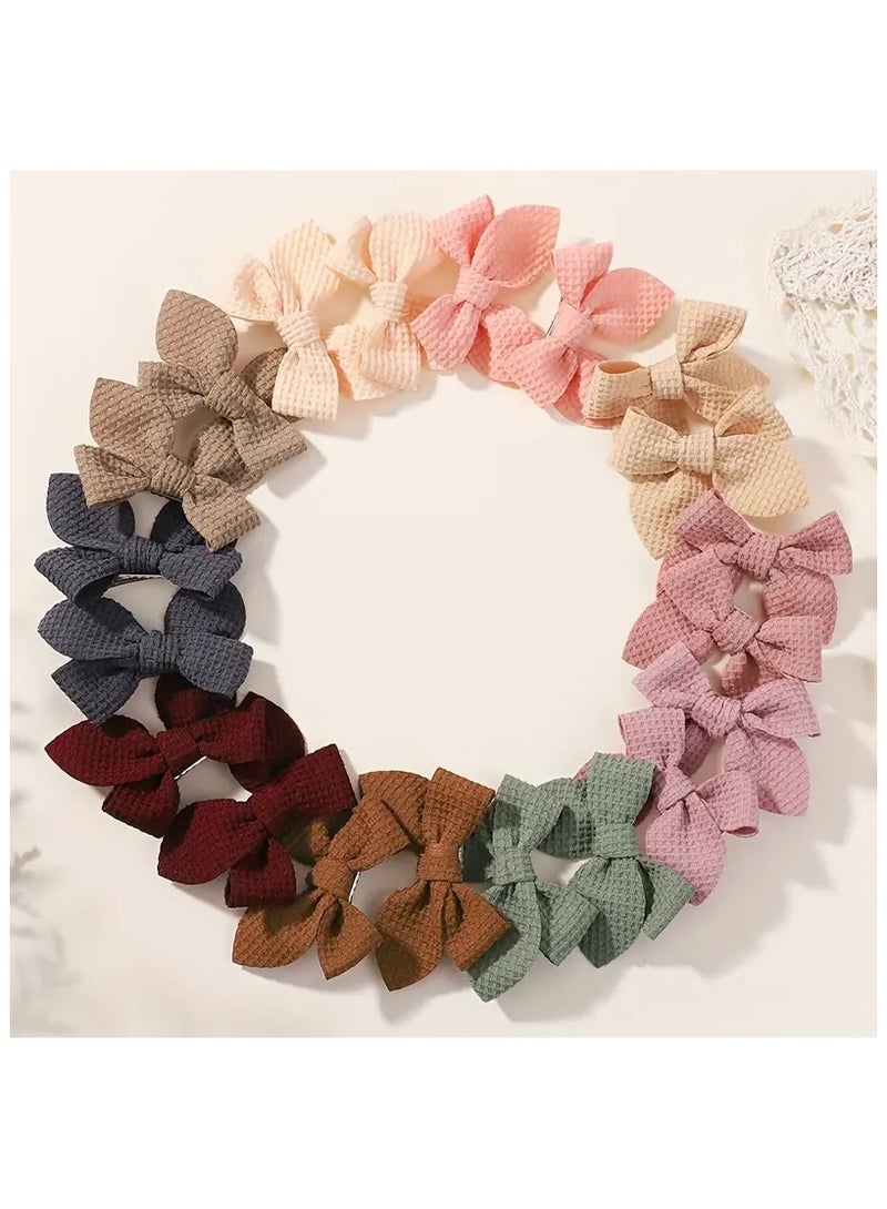 Set Of 20 Trendy Hair Clips With Bow Design For Girls - Macaron Colors, Polyester Fabric. - Image 3