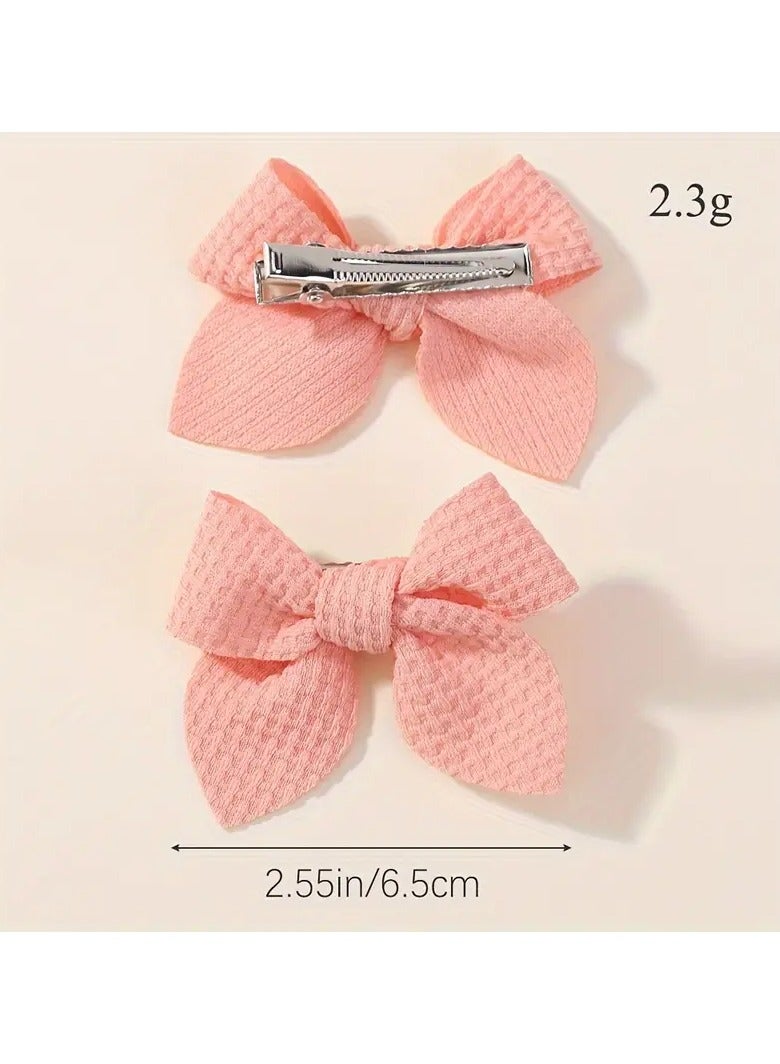 Set Of 20 Trendy Hair Clips With Bow Design For Girls - Macaron Colors, Polyester Fabric. - Image 5
