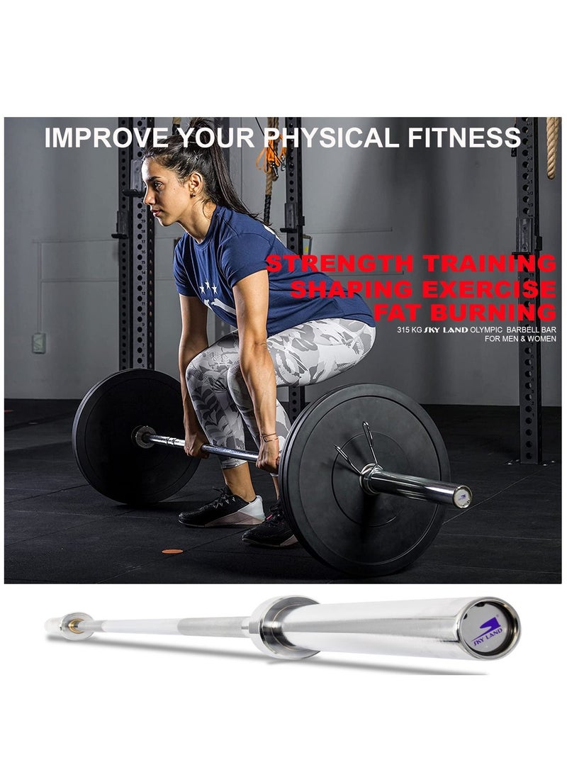 SkyLand 1.5 Meter Fitness Olympic Rod Barbell With Threaded Ring Collars | Standard Weight Lifting Bar For Powerlifting Home Gym  - Image 5