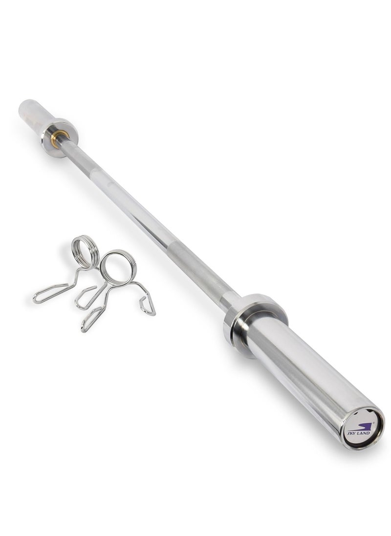 SkyLand 1.5 Meter Fitness Olympic Rod Barbell With Threaded Ring Collars | Standard Weight Lifting Bar For Powerlifting Home Gym  - Image 1