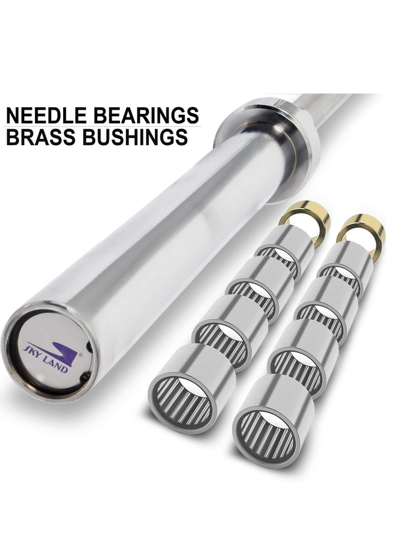 SkyLand 1.5 Meter Fitness Olympic Rod Barbell With Threaded Ring Collars | Standard Weight Lifting Bar For Powerlifting Home Gym  - Image 2