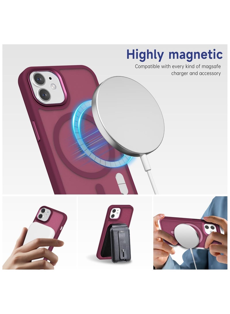 أكاليكس جراب مغناطيسي غير لامع لهاتف iPhone 11، حماية عالية الجودة من السقوط مع شريط مقاوم للصدمات، جراب خلفي شفاف غير لامع للهاتف (أحمر غامق) - Image 4