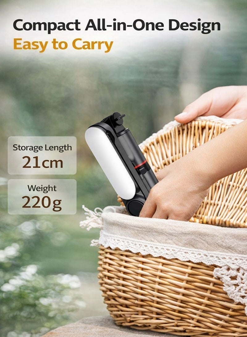 Neyecam 110cm (43.3") Extendable Selfie Stick Tripod with Dual Fill Lights, Rechargeable Bluetooth Remote, Removable LED Light, Compatible with iPhone & Android Phones, for Travel, Vlogging, Video & Photography - Image 3