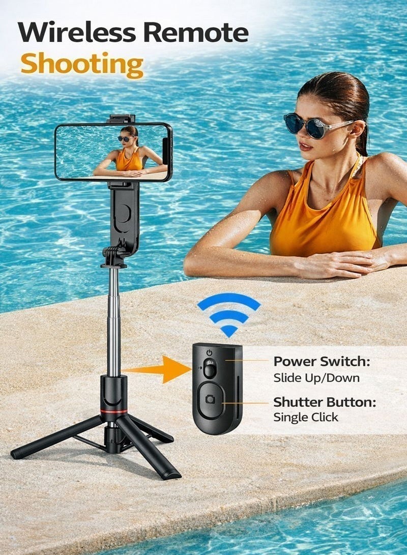 Neyecam 110cm (43.3") Extendable Selfie Stick Tripod with Dual Fill Lights, Rechargeable Bluetooth Remote, Removable LED Light, Compatible with iPhone & Android Phones, for Travel, Vlogging, Video & Photography - Image 2