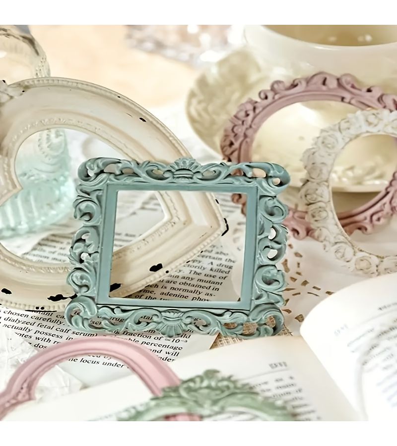 10Pcs Vintage Photo Frames Scrapbooking Paper Assorted Shapes Colors Embossed Craft Journal Album - Image 5