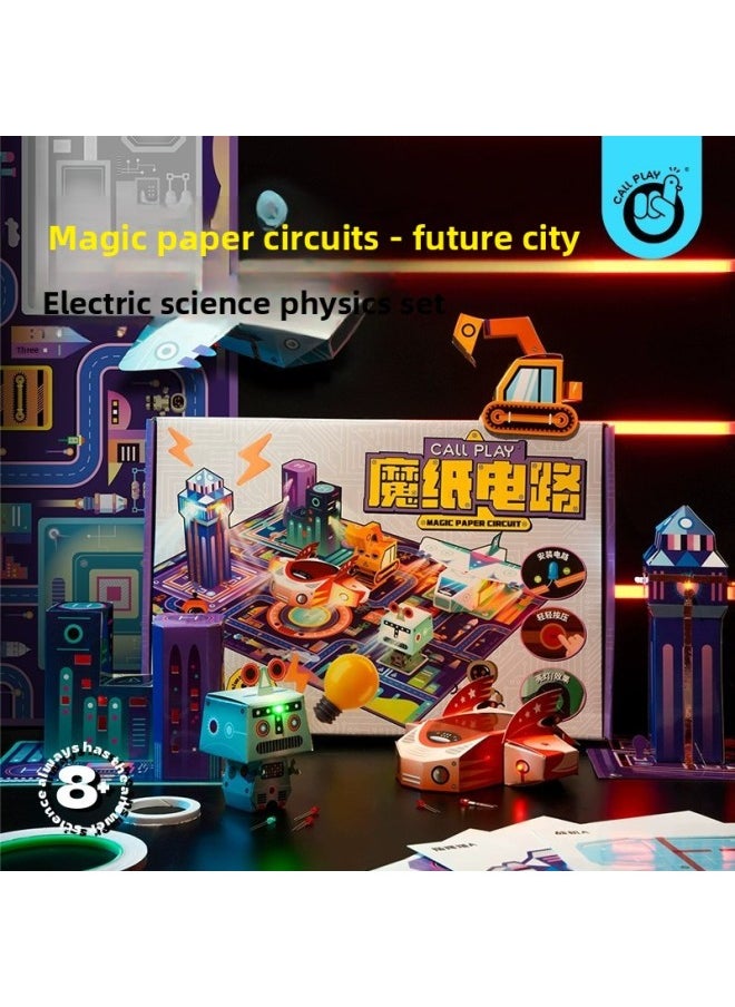 Ko Duck Will Bright And Vibrate 3D City Scene DIY Magic Paper Circuit Science Experiment Educational Toys-Specification:Magic Paper Circuit (electronic Greeting Card)