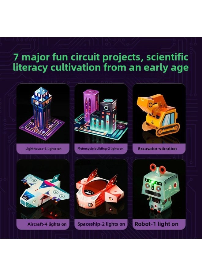 Ko Duck Will Bright And Vibrate 3D City Scene DIY Magic Paper Circuit Science Experiment Educational Toys-Specification:Magic Paper Circuit (electronic Greeting Card)