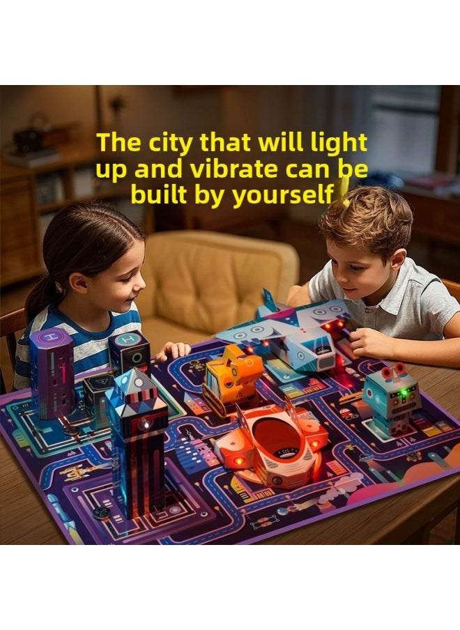 Ko Duck Will Bright And Vibrate 3D City Scene DIY Magic Paper Circuit Science Experiment Educational Toys-Specification:Magic Paper Circuit (electronic Greeting Card)