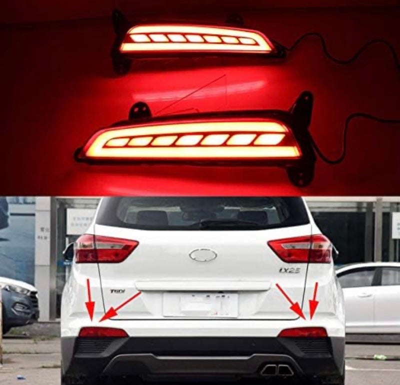 CRETA Rear Bumper DRL Reflector Back Light for Creta Type 1(2015-2017) with matrix Indicator (set of 2) 4 wires