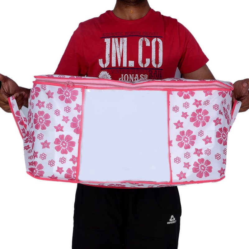 Kuber Industries Floral Non Woven Underbed Storage Organiser Pink Standard Rbed25 - Image 5