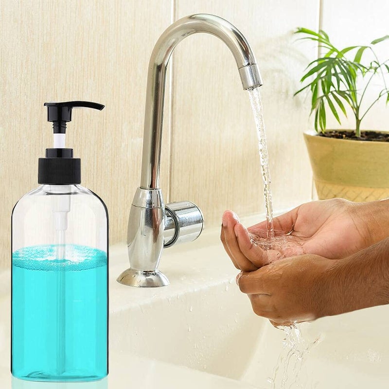 Vioetry Empty Plastic Pump Bottles Dispenser 4 Pack 16oz/500ml Portable Clear BPA-Free Cylinder Shampoo Lotion Hand Pump Bottle Durable Refillable Containers - Image 3