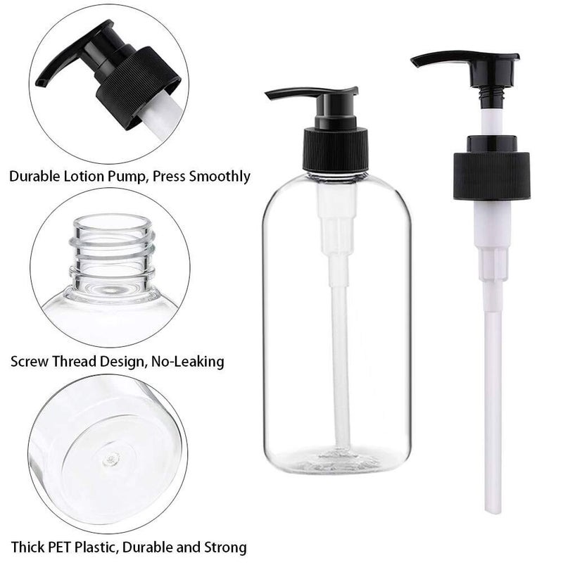 Vioetry Empty Plastic Pump Bottles Dispenser 4 Pack 16oz/500ml Portable Clear BPA-Free Cylinder Shampoo Lotion Hand Pump Bottle Durable Refillable Containers - Image 5