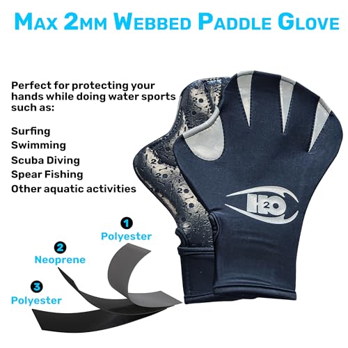 H2ODYSSEY Paddle Gloves - Webbed Gloves with Strap - Sharkskin Palm Grip - Thermal Dive Gear to Keep Hand Warm - for Surfing, Diving and Swimming (Large) - Image 4