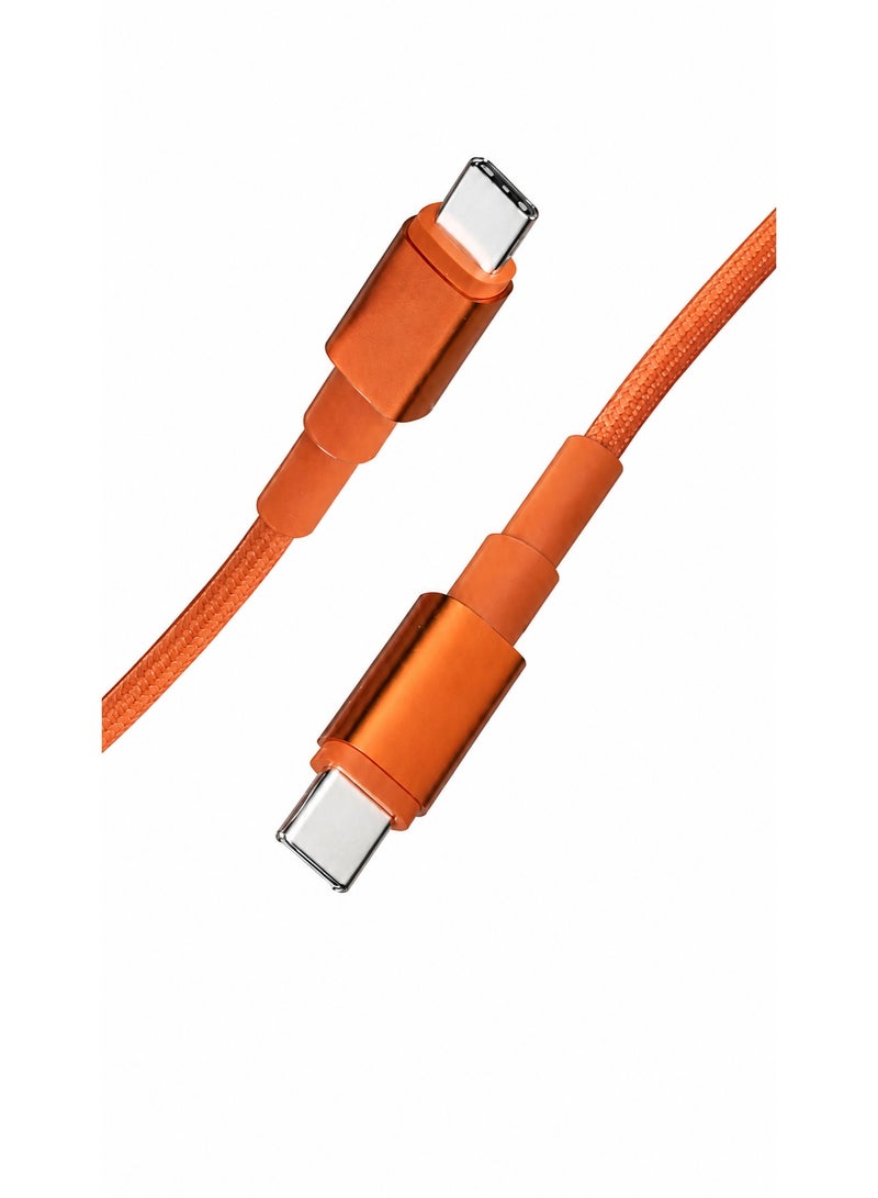 ميكسل كابل شحن سريع MICCELL USB C إلى USB C، 60 واط 3 أمبير، سلك بيانات مضفر بالنايلون بطول 1.5 متر - برتقالي - Image 1