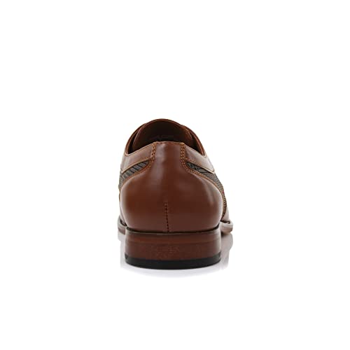 Ferro Aldo Men's Julian Wingtip Oxford Style Dress Shoes | Two-Tone Plaid Spectator Shoes | MFA19266A | in Cognac Brown Plaid, Size 13 - Image 5