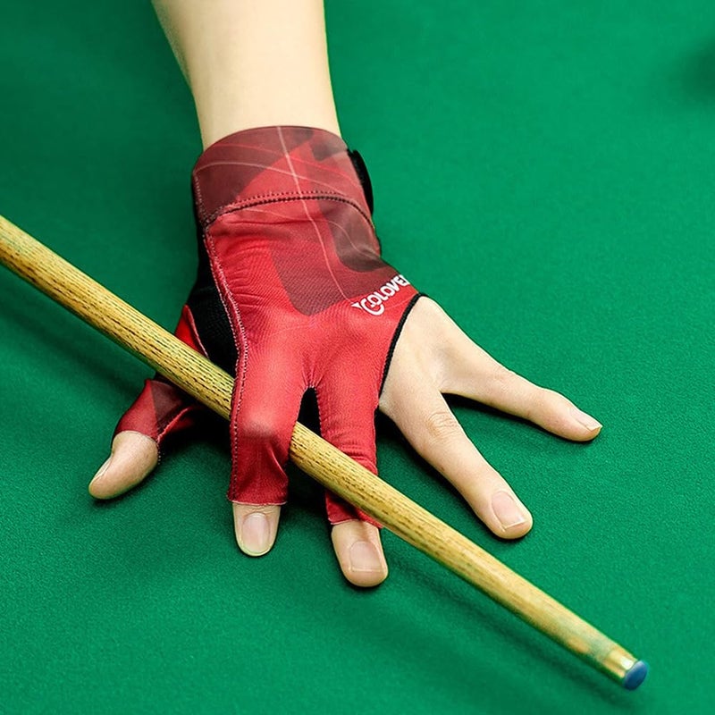 Wnddle Pool Glove Left Hand, Billiards Glove, Billiard Pool Gloves for Left Hand 3 Finger, Snooker Cue Sport Glove Popular Sizes for Men & Women (Red) - Image 2