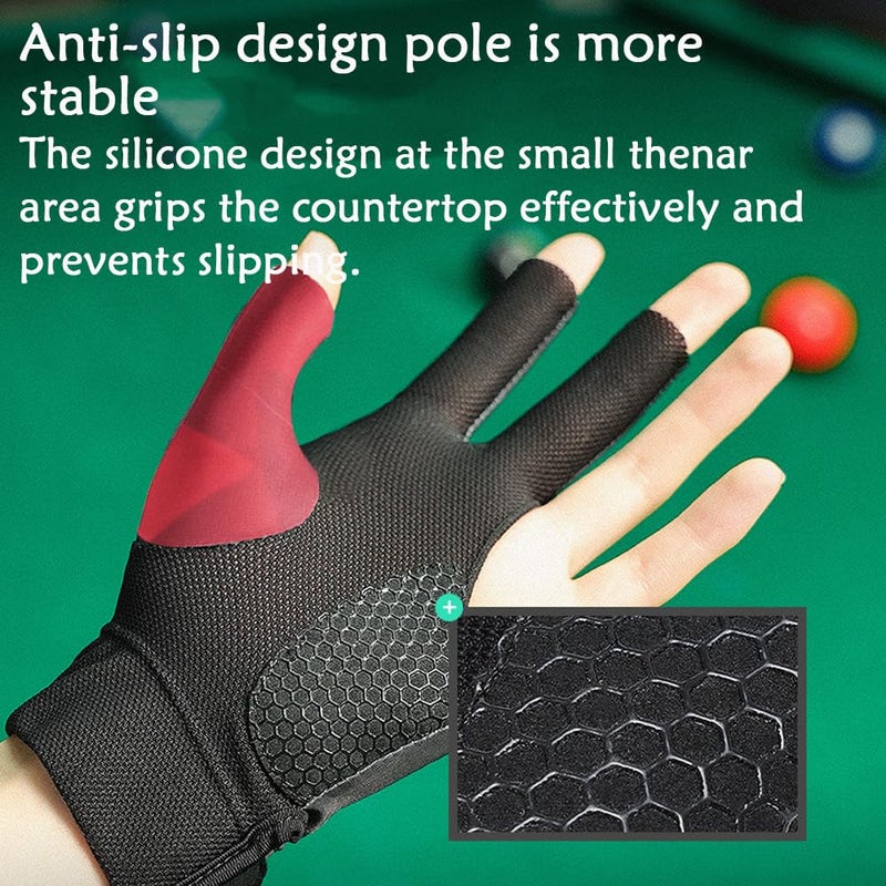 Wnddle Pool Glove Left Hand, Billiards Glove, Billiard Pool Gloves for Left Hand 3 Finger, Snooker Cue Sport Glove Popular Sizes for Men & Women (Red) - Image 4