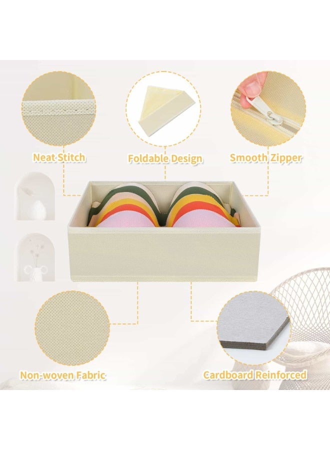 Anmi 15 PCS Foldable Drawer Organiser set for Clothes, Socks, Bras, Underwear, Towels, Leggings, Jeans and Sweaters –Stylish Fabric Storage Organizer Set in 3 Sizes, Wardrobe Organizers  (Beige) - Image 3