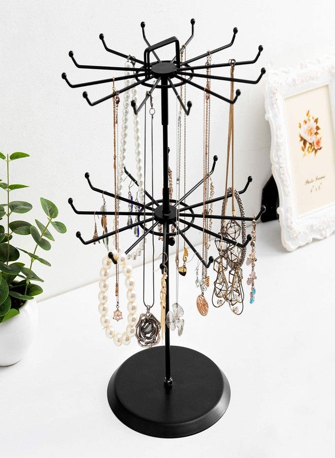 Loop Group 2 Tiers Layers Metal Rotating Display Stand for Shop Jewellery Earring Bangle Chains Earrings Bracelet Keyring Necklace Holder Display Stand Multi Layered Hanging Display Organiser (Black) - Image 3