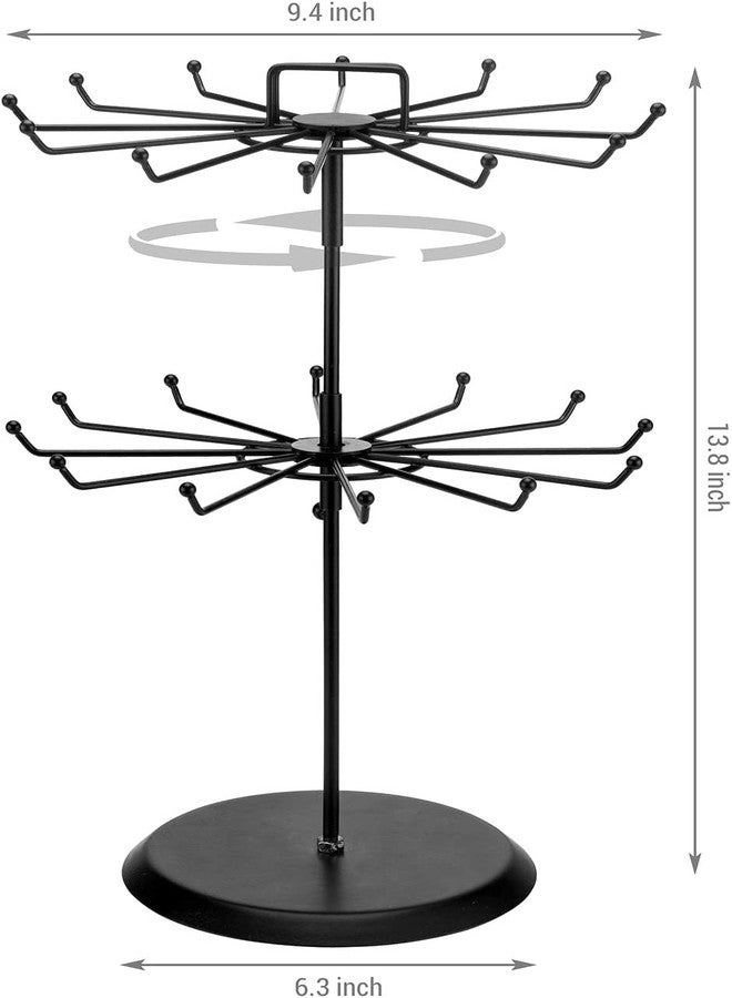 Loop Group 2 Tiers Layers Metal Rotating Display Stand for Shop Jewellery Earring Bangle Chains Earrings Bracelet Keyring Necklace Holder Display Stand Multi Layered Hanging Display Organiser (Black) - Image 4