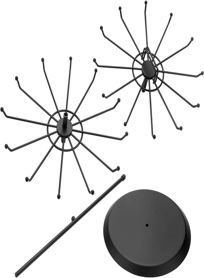 Loop Group 2 Tiers Layers Metal Rotating Display Stand for Shop Jewellery Earring Bangle Chains Earrings Bracelet Keyring Necklace Holder Display Stand Multi Layered Hanging Display Organiser (Black) - Image 5