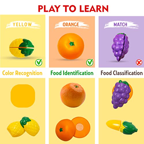 Wembley Fruits Cutting Toys for Kids Pretend Play Kitchen Toys Play Food Toys Sliceable 9Pcs for 3+ Years Boys, Girls, Kids- BIS Approved - Image 4