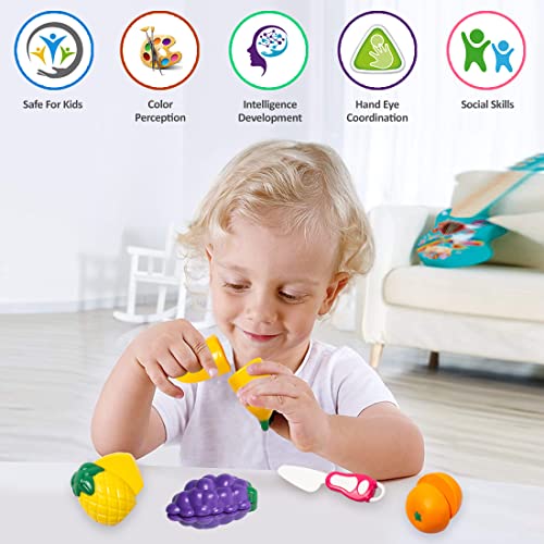 Wembley Fruits Cutting Toys for Kids Pretend Play Kitchen Toys Play Food Toys Sliceable 9Pcs for 3+ Years Boys, Girls, Kids- BIS Approved - Image 5
