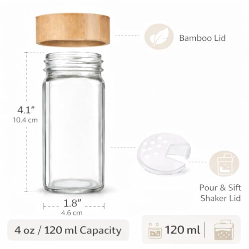 ZEPOLI Glass Spice Jar for Kitchen Storage with Airtight small container set, Clear Square Seasoning Container for Salt, Pepper, Masala & Herbs glass containers for kitchen (pack-10) - Image 2
