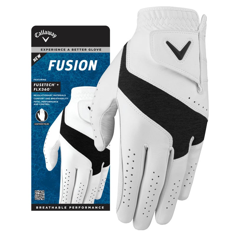 Callaway Golf Fusion Glove (Standard, X- Large, White/Charcoal, Worn on Right Hand) - Image 1