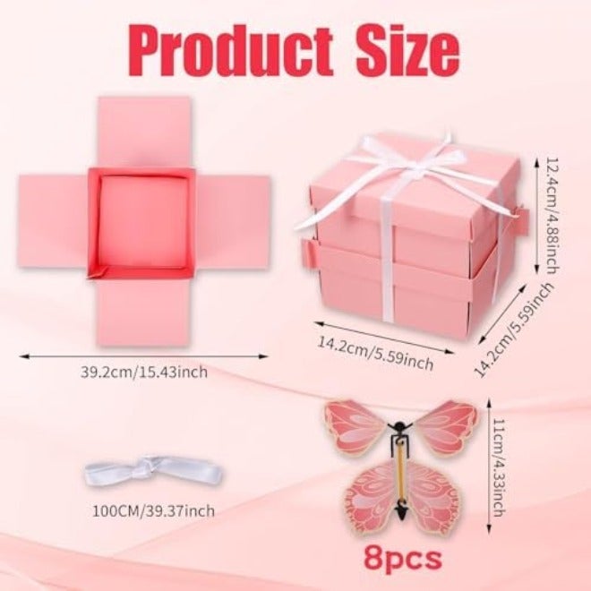 Pink Butterfly Explosion Gift Box 8 Pcs Flying Flying Butterfly Surprise Box Creative DIY Exploding Surprise Gift for Christmas Birthdays Wedding Anniversaries  (Black) - Image 4