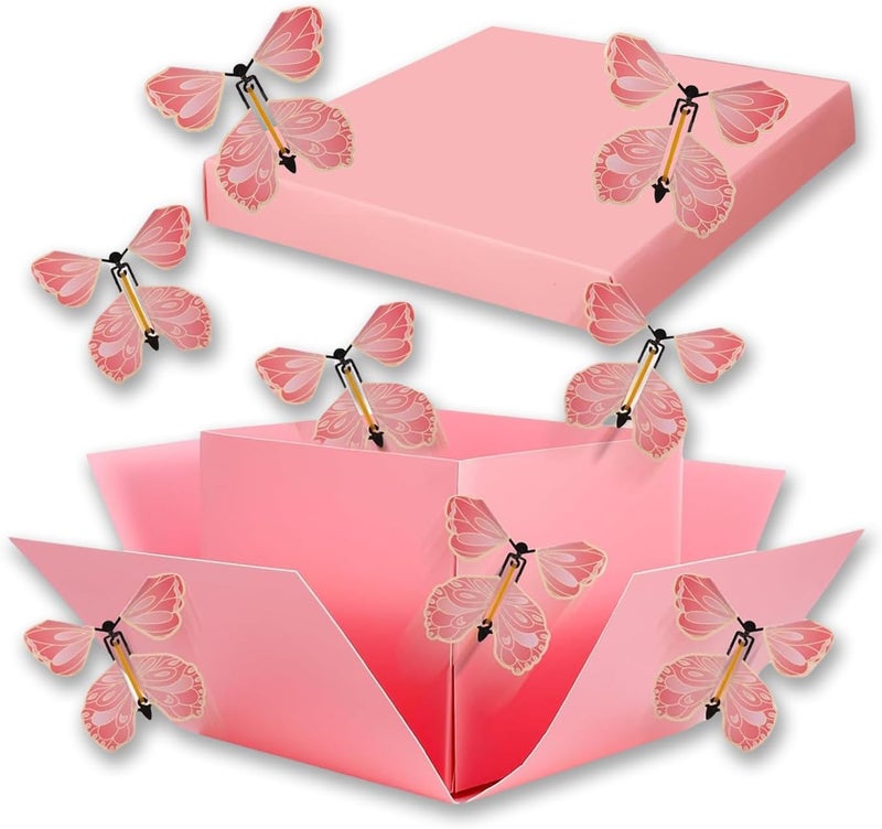 Pink Butterfly Explosion Gift Box 8 Pcs Flying Flying Butterfly Surprise Box Creative DIY Exploding Surprise Gift for Christmas Birthdays Wedding Anniversaries  (Black) - Image 2